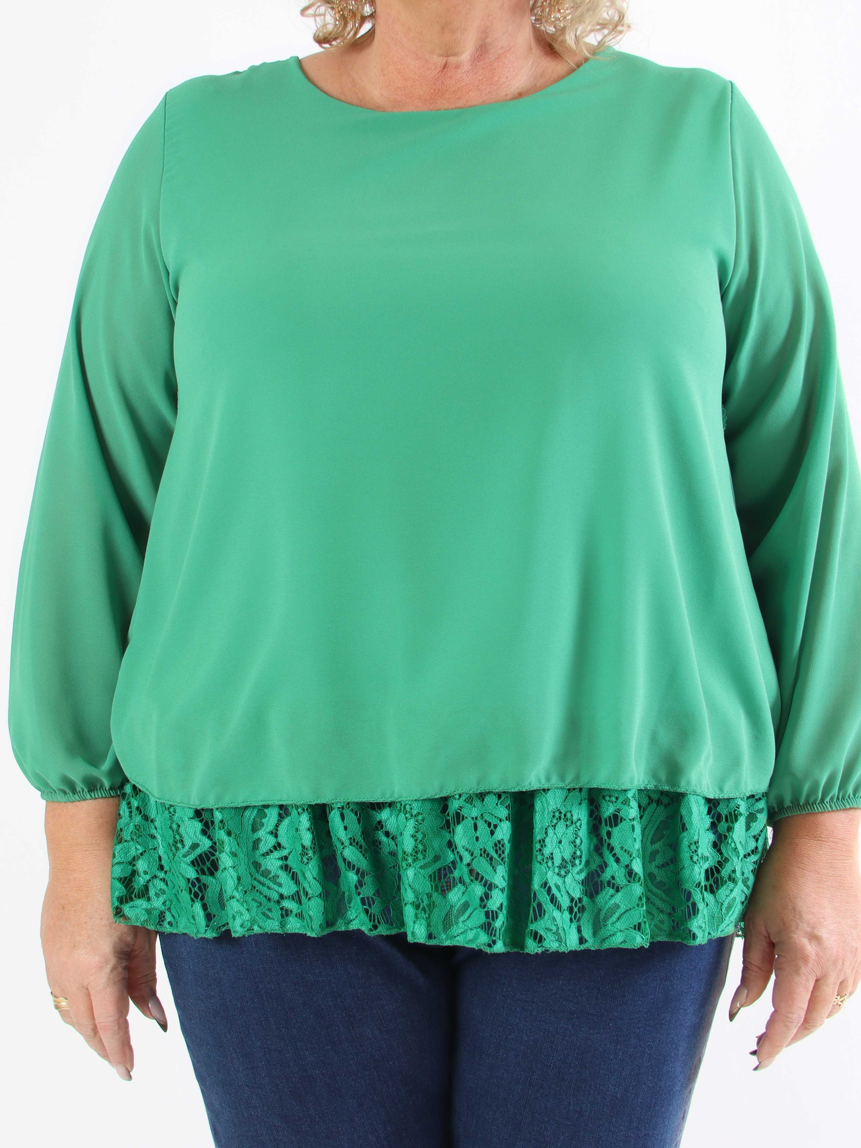 Luby Lace - Plus size-tunika i chiffong med spets i nederkant